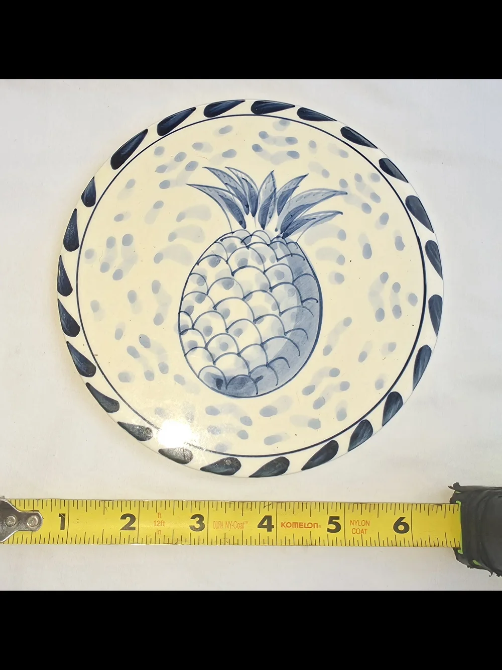 Blue Pineapple Ceramic Wall Art Plate Trivet Home Décor